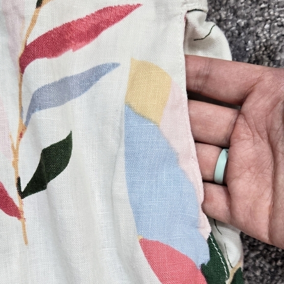 Cynthia Rowley 100% Linen White Tropical Leaf Pull On Wide Leg Pants Beachy - Picture 8 of 10